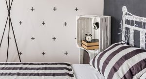 Schlafzimmer mit Tapeten